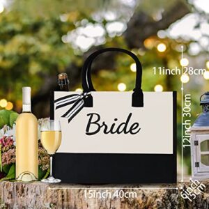 Canvas Tote Bag for Bride Gifts Bridal Shower Bachelorette Party bridesmaids Mrs Wifey Women Best Top-handle Personalized Bags Wedding Couples Unique Monogrammed Engagement Honeymoon Newlyweds Present