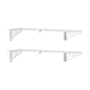 monsterrax | garage wall shelf two-pack white or hammertone | three size options | includes bike hooks | 300lb weight capacity (white, 12”x36”) mr-ws1 12×36-w