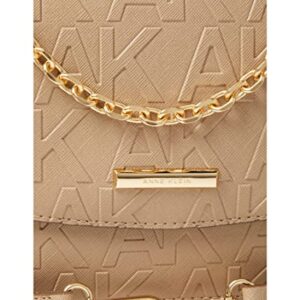 Anne Klein Womens Anne Klein Embossed Top Handle Satchel W/ Swag Chain quilted bucket crossbody, Truffle/Truffle, One Size US