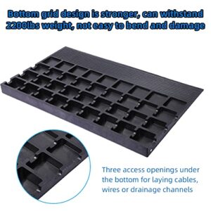 4" Rubber Threshold Ramp, 2200 Lbs Load Capacity, 3 Channels Cord Cover Can Be Used for Wire, Non-Slip Surface Rubber Solid Threshold Ramp for Wheelchair, Scooter, Mobility Scooters