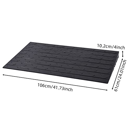 4" Rubber Threshold Ramp, 2200 Lbs Load Capacity, 3 Channels Cord Cover Can Be Used for Wire, Non-Slip Surface Rubber Solid Threshold Ramp for Wheelchair, Scooter, Mobility Scooters