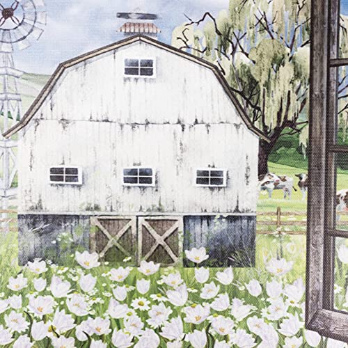 LB Farmhouse Barn Wall Art Country Vintage Watercolor Floral and Window Paintings Picture Rustic Canvas Wall Art for Living Room Bedroom Bathroom Wall Artwork Home Decor Framed Ready to Hang 16"x12"