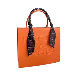 aytotoro protect black women purses and handbag fashion designer pu leather top handle shoulder bag satchel tote crossbody (orange)
