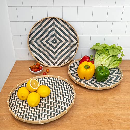 LilaCraft 3 Packs, Wall Baskets, Small Woven Basket Set, Natural Woven Tray, Bamboo Tray Woven, Trendy Hangers, Boho and Chic Decoration for Bedroom, Bathroom, Kitchen (Coastfully)