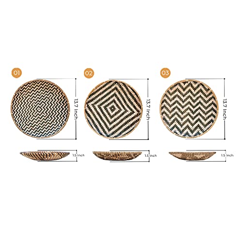 LilaCraft 3 Packs, Wall Baskets, Small Woven Basket Set, Natural Woven Tray, Bamboo Tray Woven, Trendy Hangers, Boho and Chic Decoration for Bedroom, Bathroom, Kitchen (Coastfully)