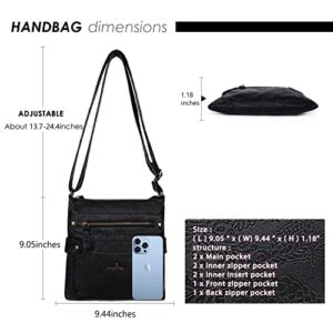 Angel Kiss Crossbody Purses for Women, Zipper Pocket and Adjustable Strap, Retro Vegan Leather Women's Shoulder Handbags Travel Bags (Black)