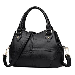 fashion handbags for womens soft leather tote crossbody shoulder large capacity hobo bags (black)