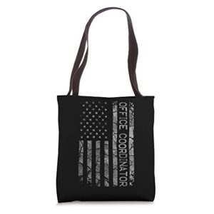 funny job title worker american flag office coordinator tote bag
