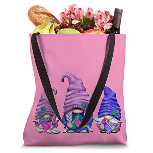 Pink Heart Yarn For Chrocheting Mom Funny Chrochet Gnome Tote Bag