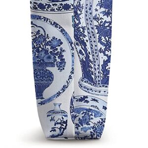 Chinoiserie Vase and Plate Toile Blue and White Tote Bag