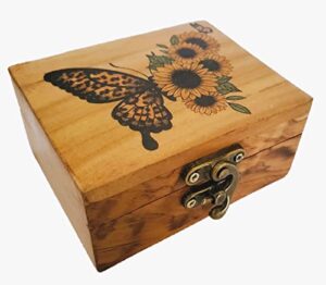 sunflower butterfly trinket box small jewelry keepsake box | earrings necklace storage box for girls women | gift idea valentine’s day, birthday christmas, weddings, animals ornaments for home décor