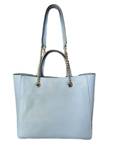 kate spade ny infinite triple compartment large leather tote purse in dusty blue