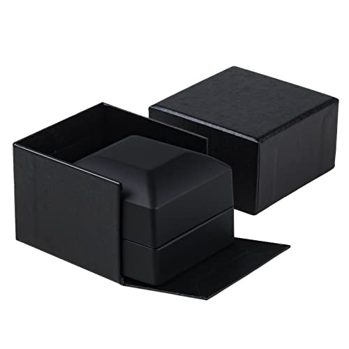 Allure - Luxury Earring Box With LED Light, Square Shaped Elegant Diamond Earring Case, For Unique Proposal, Engagement Or Wedding, Small, Black Velvet Interior Jewelry Display Gift Box.