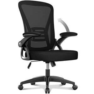 naspaluro ergonomic office chair, mid-back computer chair with adjustable height, flip up arms and lumbar support, breathable mesh desk chair for home study working