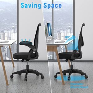 naspaluro Ergonomic Office Chair, Mid-Back Computer Chair with Adjustable Height, Flip Up Arms and Lumbar Support, Breathable Mesh Desk Chair for Home Study Working