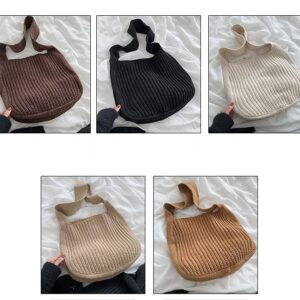 Aesthetic Hobo bag for women Knitted Messenger Bag Large Capacity Tote Bag Cute Crochet Shoulder Bag Fairycore Handbag (Tan)