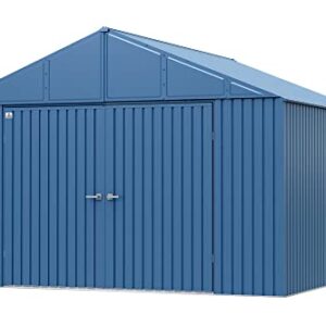 Arrow Shed Elite 12' x 12' Outdoor Lockable Gable Roof Steel Storage Shed Building, Blue Grey