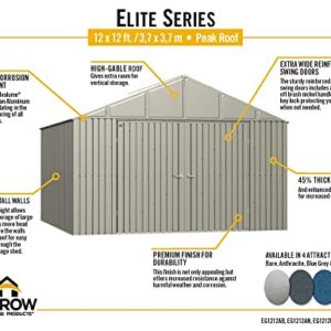 Arrow Shed Elite 12' x 12' Outdoor Lockable Gable Roof Steel Storage Shed Building, Blue Grey