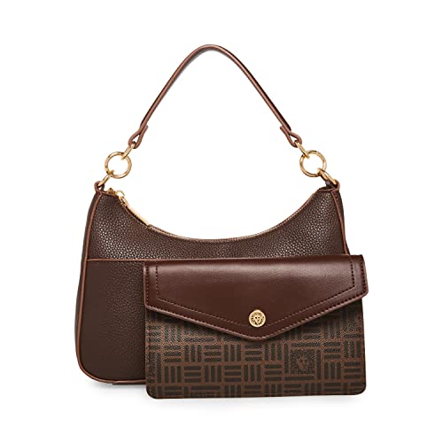 Anne Klein Womens Anne Klein W/ shoulder bag w pouch, Espresso/Espresso/Milk Choc-drk Choc, One Size US