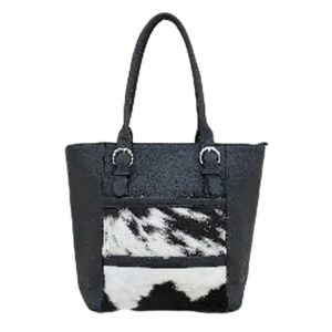 tote bag for women cowhide leather handbag large tote purse bag shoulder bag real cowhide tricolor black brown and white leather hair on bag by shikhaart