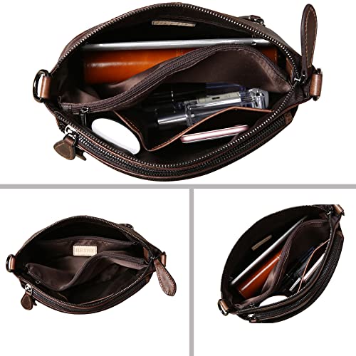 HESHE Leather Handbags and Purses for Women Shoulder Bags Hobo Crossbody Satchel Designer Ladies Purse (Coffee-2B37-003)