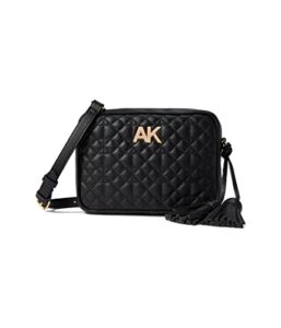 anne klein quilted camera crossbody black one size