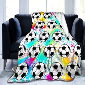 super soft soccer blanket throw soccer ball blankets lightweight flannel warm cozy football blanket gifts for sport fans kids adults 50″x40″