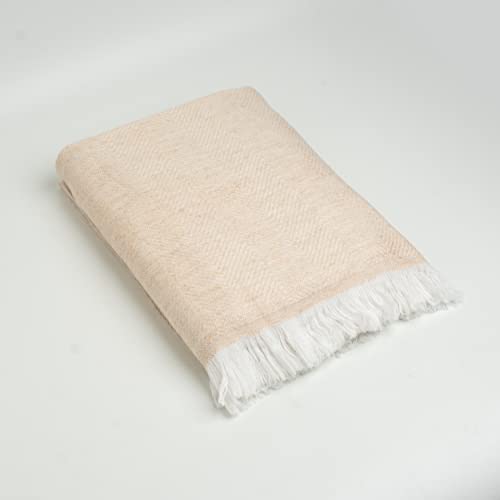 Bodhiartistry Extra Soft & Cozy Cashmere Wool Throw Blanket | Champagne Color Lightweight All Season Bed Throw for Couch, Bed, Sofa, Camping, Hiking, Travel, Meditation - Made in Nepal Size 56" x 96"