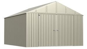 arrow shed elite 12′ x 14′ outdoor lockable gable roof steel storage shed building, cool grey