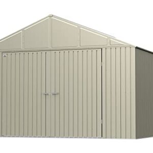 Arrow Shed Elite 12' x 14' Outdoor Lockable Gable Roof Steel Storage Shed Building, Cool Grey