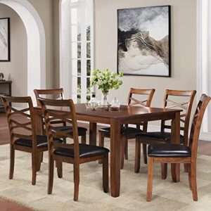 dining table set for 6, kitchen & dining room sets, rubber solid wood, 60”l × 36″ w