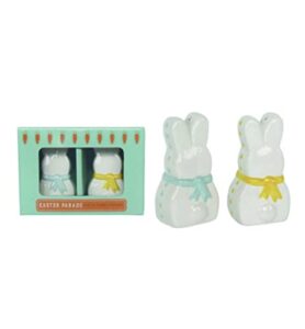 hippity hoppity easter bunny salt & pepper shaker set collectible figurine