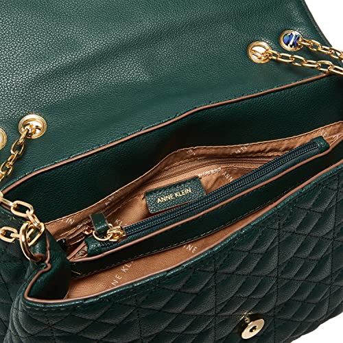 Anne Klein Womens Anne Klein quilted flap shoulder bag, Evergreen, One Size US