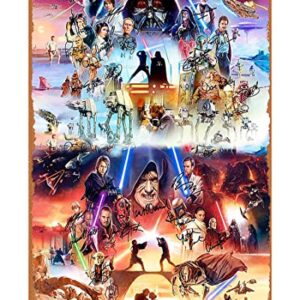Star War Series Characters And Signatures – Limited Edition – Poster – Canvas Print – Wooden Hanging Scroll Frame Retro Vintage Metal Plaque Sign Tin Sign for Home Bar Kitchen Pub Wall Decor Signs 12x8inch