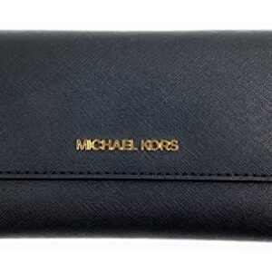 Michael Kors Women's Jet Set Travel Large Trifold Wallet (Black/Gold)