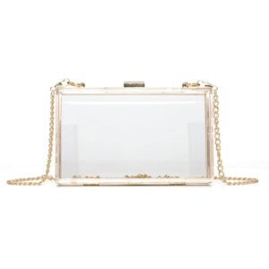 transparent acrylic clutch bag, women clear acrylic purse, 1-piece transparent clutch bag, personalized transparent shoulder bag with detachable gold bag chain for laser engraving crafts, gift, party
