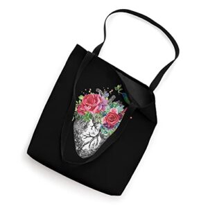 Anatomical heart and flowers Tote Bag