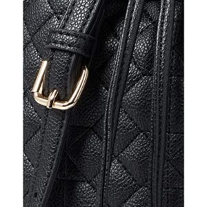 Anne Klein Womens Anne Klein quilted bucket crossbody, Black, One Size US