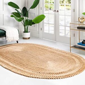 Unique Loom Braided Jute Collection Area Rug (Oval 3' 1" x 5' 1", Natural)