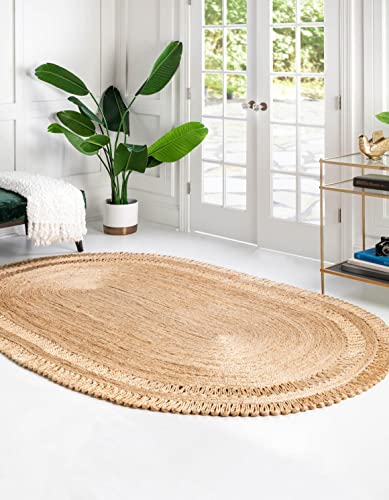 Unique Loom Braided Jute Collection Area Rug (Oval 3' 1" x 5' 1", Natural)