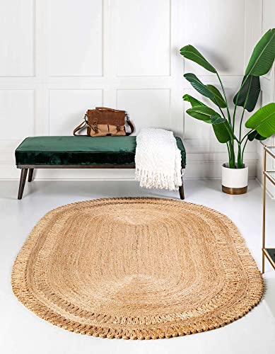 Unique Loom Braided Jute Collection Area Rug (Oval 3' 1" x 5' 1", Natural)