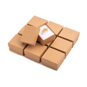 jewelry ring gift box 50 pieces, cardboard gift boxes with flocked foam ring slot, small jewelry boxes for women, earrings packing box for christmas, stores, 2 x 1.75 x 1.12 inch (kraft-brown)