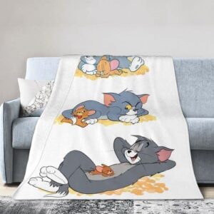 to.m and Je.rry Blanket Plush Throw Ultra Soft Premium Fluffy Flannel All Season Light Weight Sofa Couch Throw Living Room/Bedroom Warm Blanket-60 X50