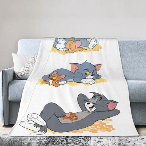 to.m and Je.rry Blanket Plush Throw Ultra Soft Premium Fluffy Flannel All Season Light Weight Sofa Couch Throw Living Room/Bedroom Warm Blanket-60 X50
