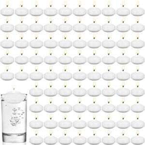 80 Pcs 1.73 Inch White Unscented Floating Candles, Dripless Tealight Candles Home Decorations, Cute and Elegant Burning Candles for Wedding Vases Centerpieces Party Accessories
