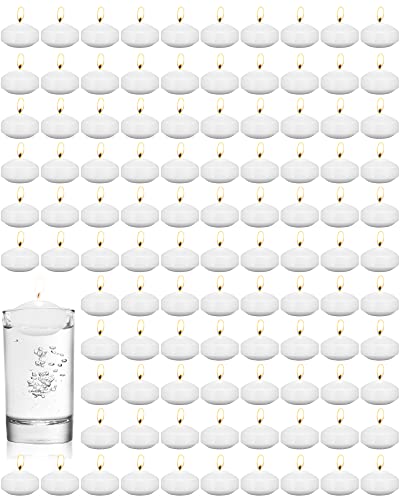 80 Pcs 1.73 Inch White Unscented Floating Candles, Dripless Tealight Candles Home Decorations, Cute and Elegant Burning Candles for Wedding Vases Centerpieces Party Accessories