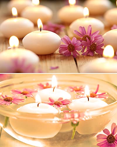 80 Pcs 1.73 Inch White Unscented Floating Candles, Dripless Tealight Candles Home Decorations, Cute and Elegant Burning Candles for Wedding Vases Centerpieces Party Accessories