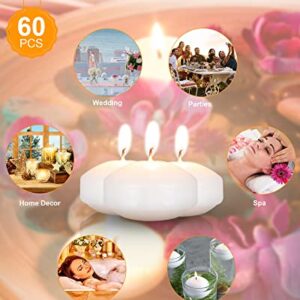 80 Pcs 1.73 Inch White Unscented Floating Candles, Dripless Tealight Candles Home Decorations, Cute and Elegant Burning Candles for Wedding Vases Centerpieces Party Accessories