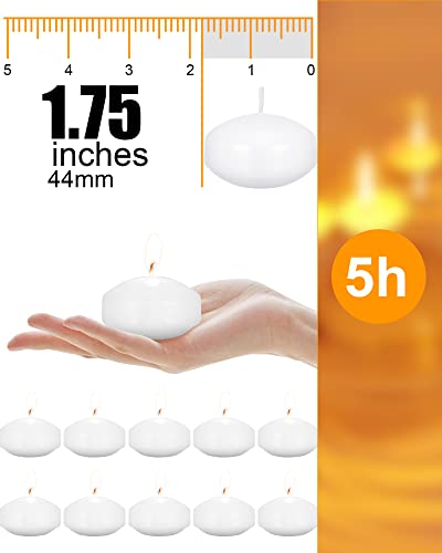 80 Pcs 1.73 Inch White Unscented Floating Candles, Dripless Tealight Candles Home Decorations, Cute and Elegant Burning Candles for Wedding Vases Centerpieces Party Accessories