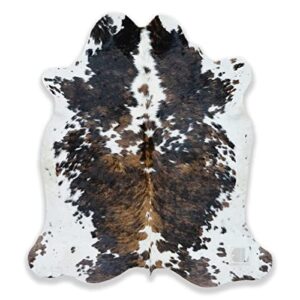 bonanza leathers genuine cowhide rug classic tricolor size s/l/xl 5x6/6x7/7x8 ft (5×6 ft)